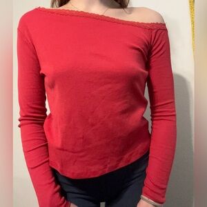 Cotton On Women's Off-Shoulder Red Asymmetrical Top